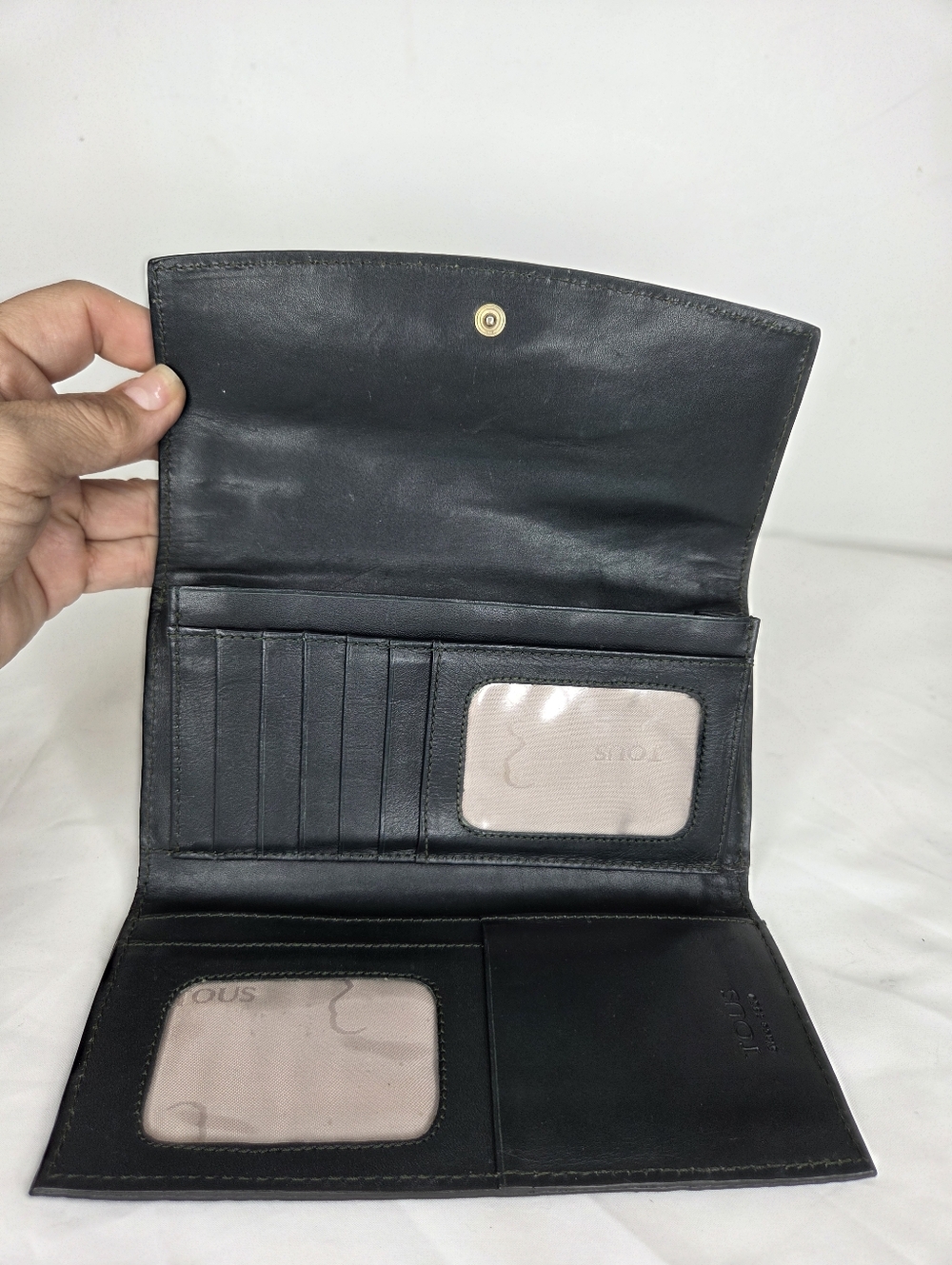 TOUS Dark Green Croc-Embossed Leather Wallet - Picture 9 of 16